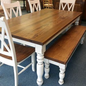 4 Inch Turned Leg Farm Table with matching bench