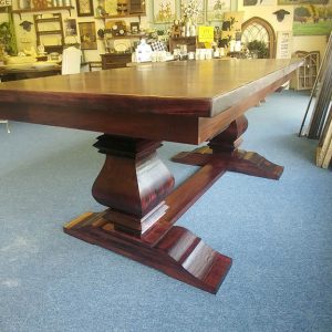 Expanding Carved Trestle dining table