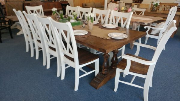 Double Turning Trestle Dining Table in Oak or Hard Maple