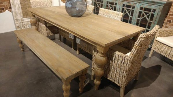 Triple Turning Farm Table and matching bench from Farmhouse Furniture in Knoxville TN