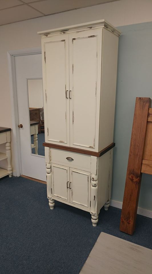 tall white pantry cabinet built by Farmhouse Furniture in Knoxville, TN