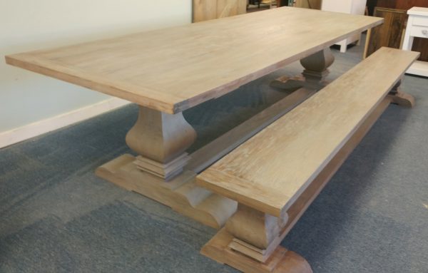 Reclaimed Carved Trestle Table
