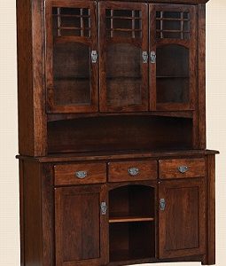 Wooden Amish 3 Door China Hutch built by Farmhouse Furniture in Knoxville, TN