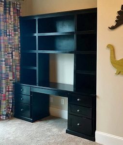 black Desk and Hutch built by Farmhouse Furniture in Knoxville TN