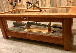 Glass Display Coffee Table built by Farmhouse Furniture in Knoxville, TN