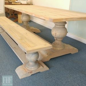 Giant Turned Trestle Bench by Farmhouse Furniture