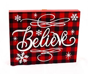 Believe Sign-Black & Red Check