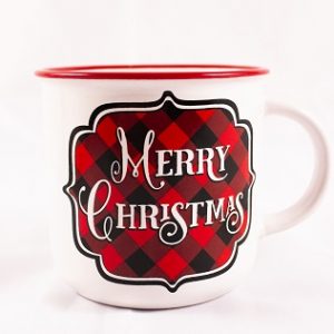 Merry Christmas Mug Red & Black Check Mug