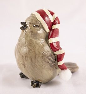 Resin Bird With Stocking Hat Two