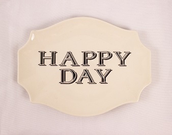 Happy Day-Stoneware Scalloped Plate