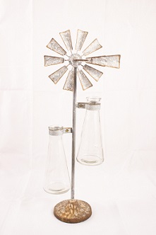 Windmill With Two Glass Vases | Tn Farmhouse Furniture