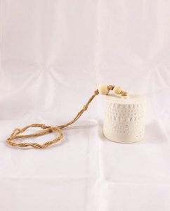 Stoneware Bell With Wood Bead