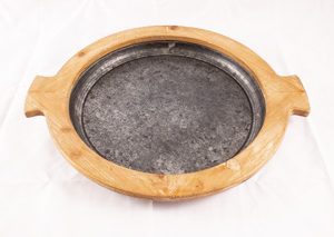 Round Tin Wood Tray-large