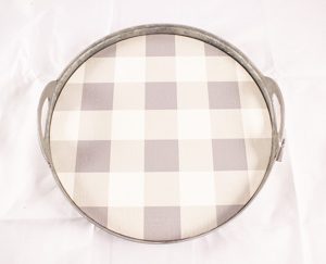 Buffalo Check Tin Platter-Grey & White