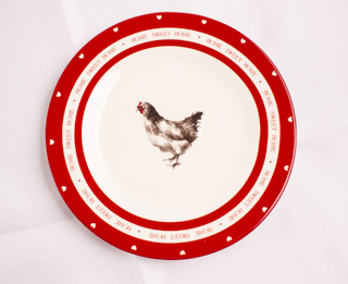 Home Sweet Home Red/White Chicken Plate
