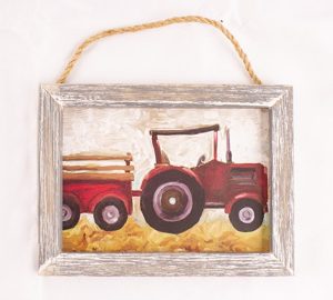 Distressed Framed Tractor Wall Decor