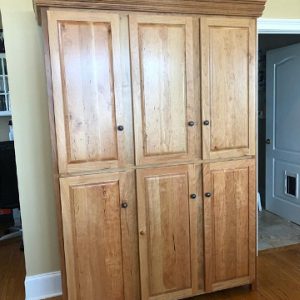 Natural Cherry Pantry or Wardrobe built by Farmhouse Furniture in Knoxville TN