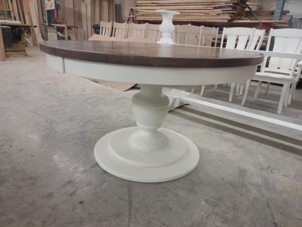 Round to Oval, Turned Trestle Table from Farmhouse Furniture in Knoxville TN